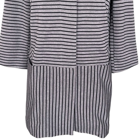 Cabi Striped Car Coat Women’s Size L 3/4 Sleeves Navy Gray - Picture 5 of 10